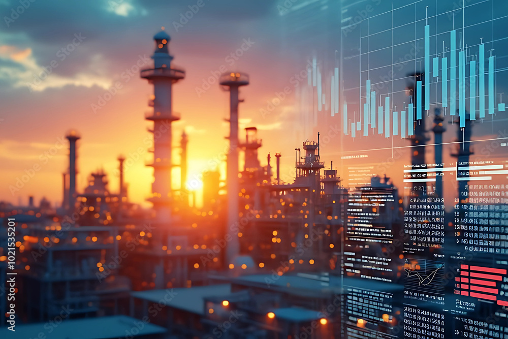 Fototapeta premium refinery at sunset