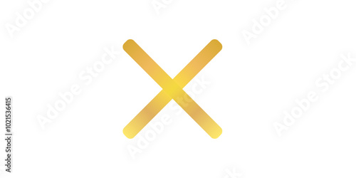 Golden cross mark symbol isolated on transparent background