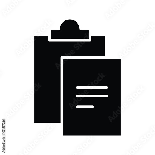 Illustration vector icon clipboard. Report paper on clipboard, business paper. Isolated user interface elements for apps and web. Editable stroke.