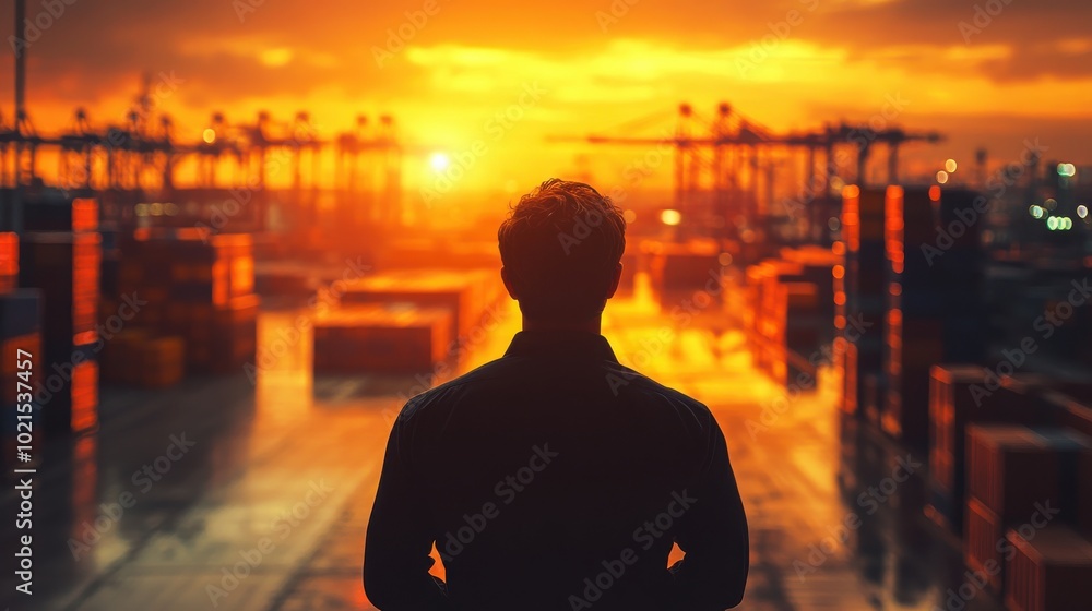 Manager Silhouette Against Dramatic Sunset Background Manager Silhouette Against Dramatic Sunset Background