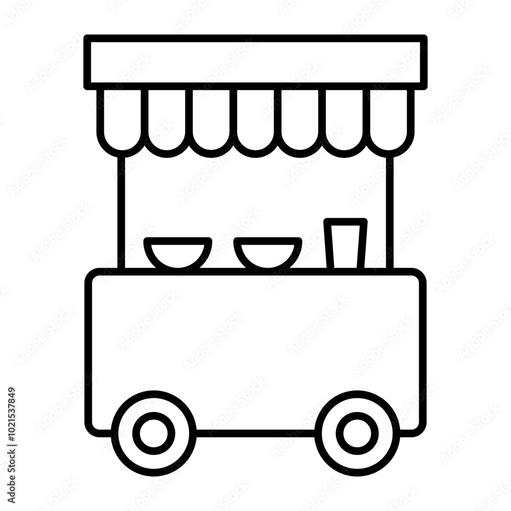 Food Cart Vector Line Icon Design Food Cart Vector Line Icon Design