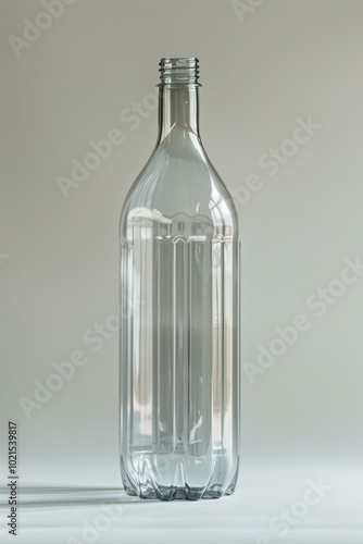 Transparent plastic bottle on a white background