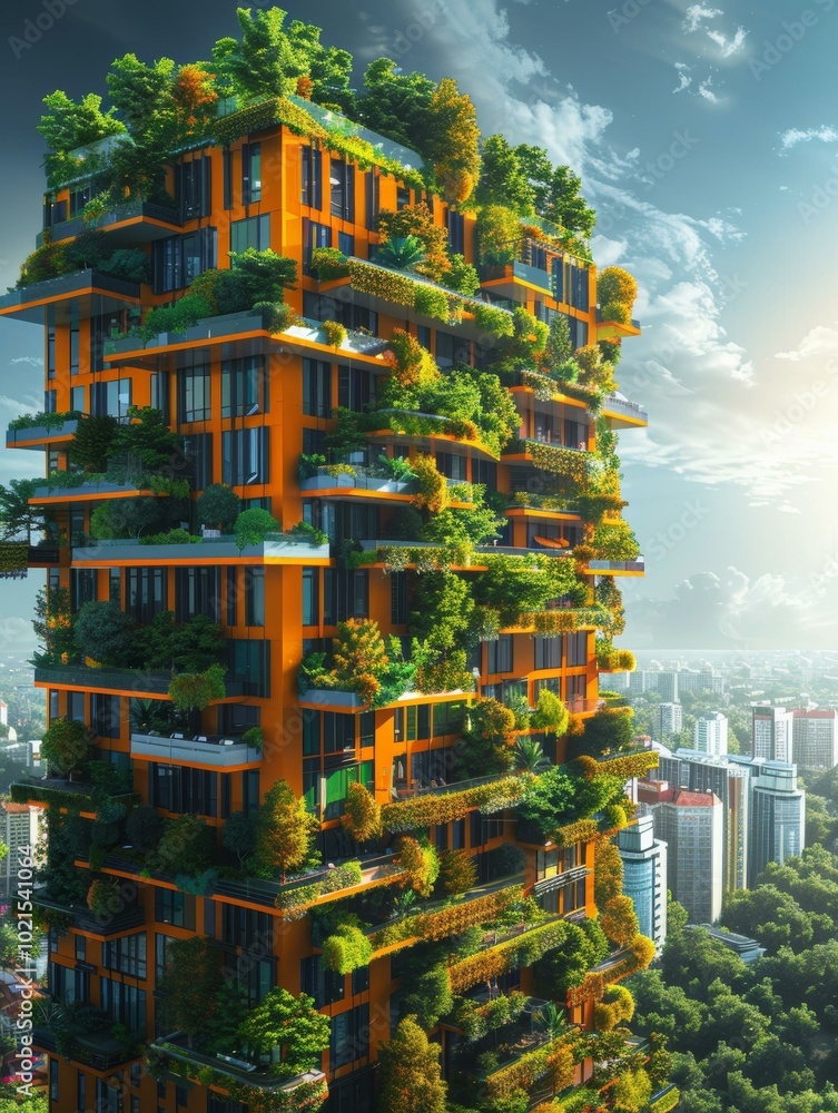 Fototapeta premium futuristic green architecture in an urban city