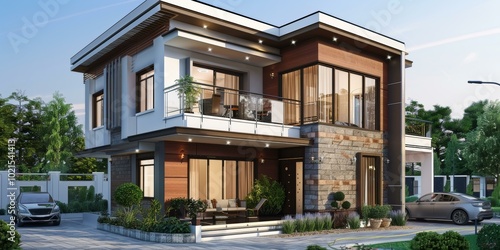 Modern Two-Story House Exterior Design photo