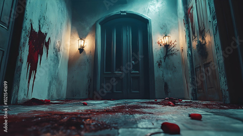 Bloodstained Hallway 3D Render