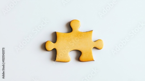  puzzle piece in the process of being placed in its correct spot on a white background