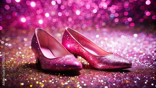 Sparkling Pink Glitter Shoes on a Bright Background for Fashion and Footwear Inspiration