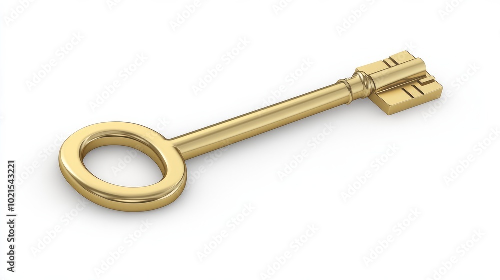 3D render of a key isolated on a white background