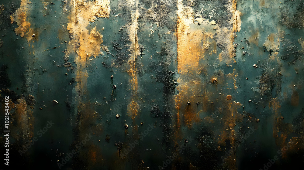 Abstract Background with Gold and Teal Paint Abstract Background with Gold and Teal Paint