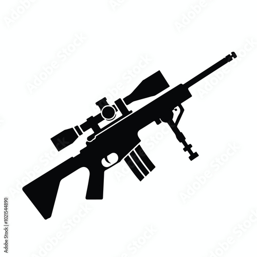 Gun silhouette on a white backing