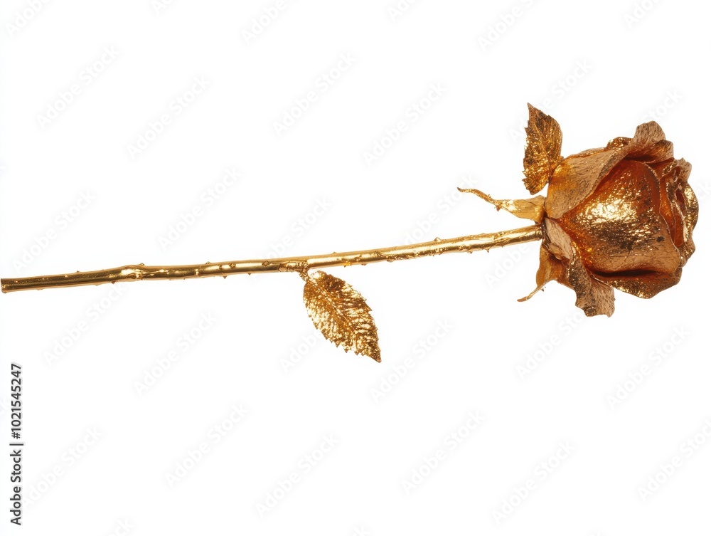 Fototapeta premium Golden rose with stem for elegant floral decor and design concepts