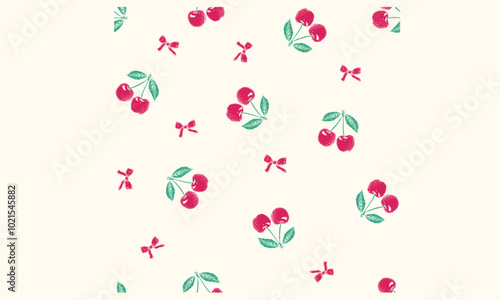 Fruit all over print. Sweet cherry pattern artwork.  Cherry fruit print. Nature fruit club print design. Organic food artwork for for t-shirt. Fruit vintage t-shirt design. Cherry repeat design. 