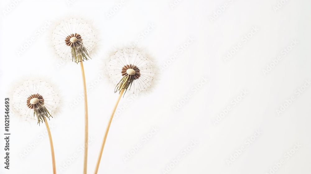 custom made wallpaper toronto digitalDelicate dandelions against a clean white background in natural light ambiance