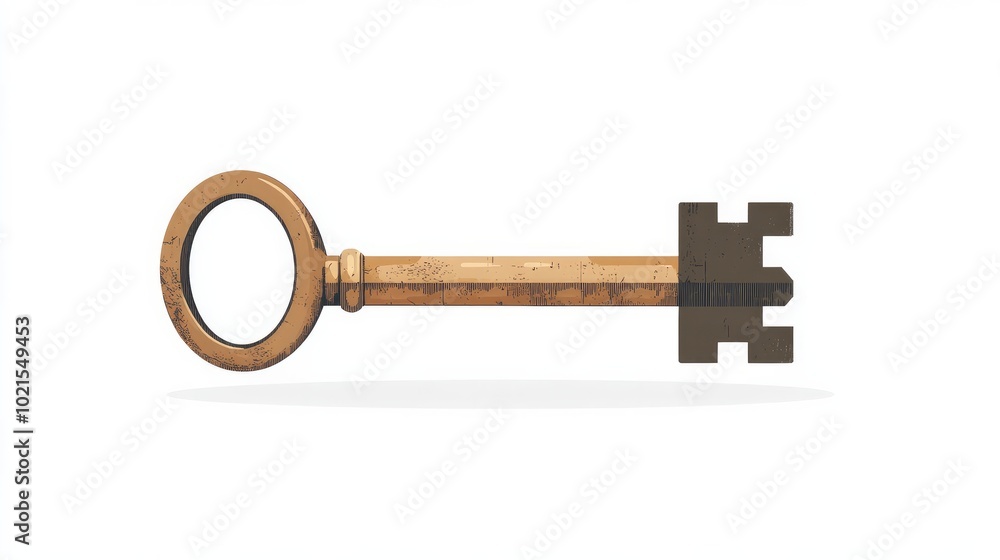 Icon of an old door key vector illustration isolated on a white background Icon of an old door key vector illustration isolated on a white background