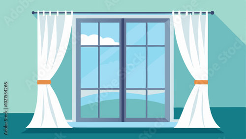 The windows were covered in white curtains that allowed natural light to filter in during the day.
