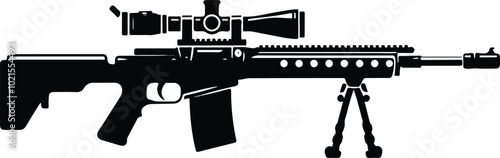 Gun silhouette on a white backing