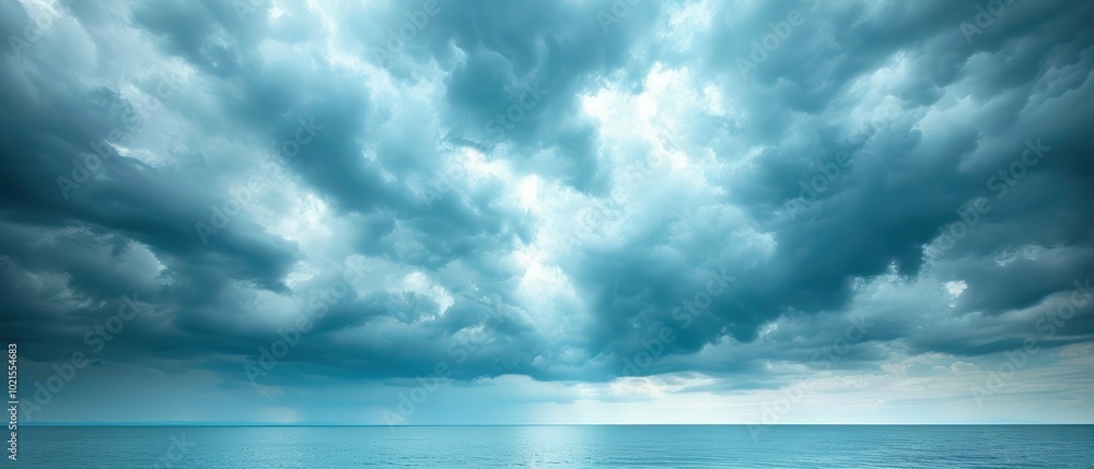 Overcast Sky with Dark Clouds Above Calm Waters