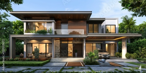 Modern Two-Story House Exterior Design photo