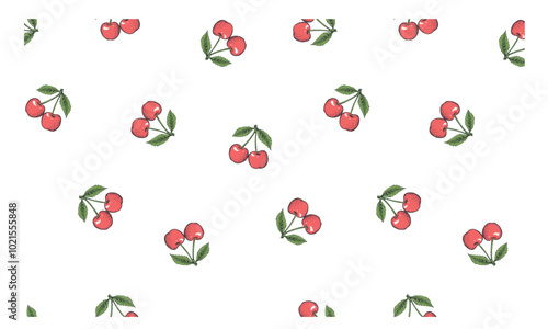 Fruit vintage t-shirt design. Cherry repeat design. Nature fruit club print design. Sweet cherry pattern artwork. Cherry fruit print.