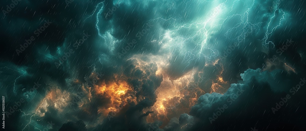 Fototapeta premium Dramatic Thunderstorm with Dark Swirls and Lightning