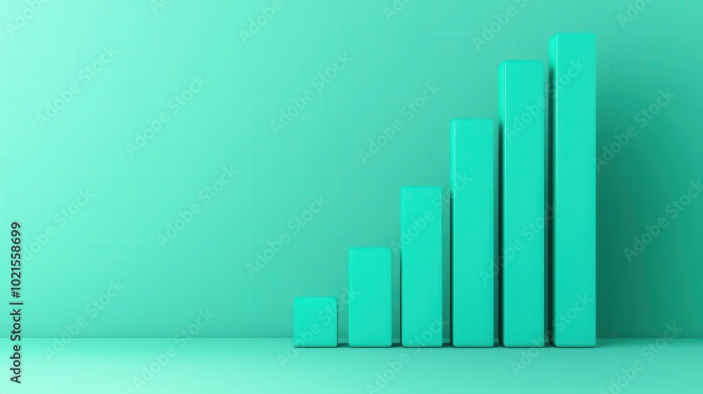 3D visualization of a fixed income fund with steady growth bars, predictable performance, secure investment 3D visualization of a fixed income fund with steady growth bars, predictable performance, secure investment