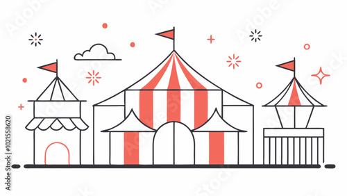 Event Tent Thin Line Icon Set: Festival, Circus, Party, Sales, Carnival, Awning, Marquee, and Pavilion Vector