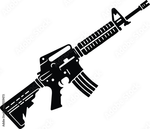 Gun silhouette on a white backing