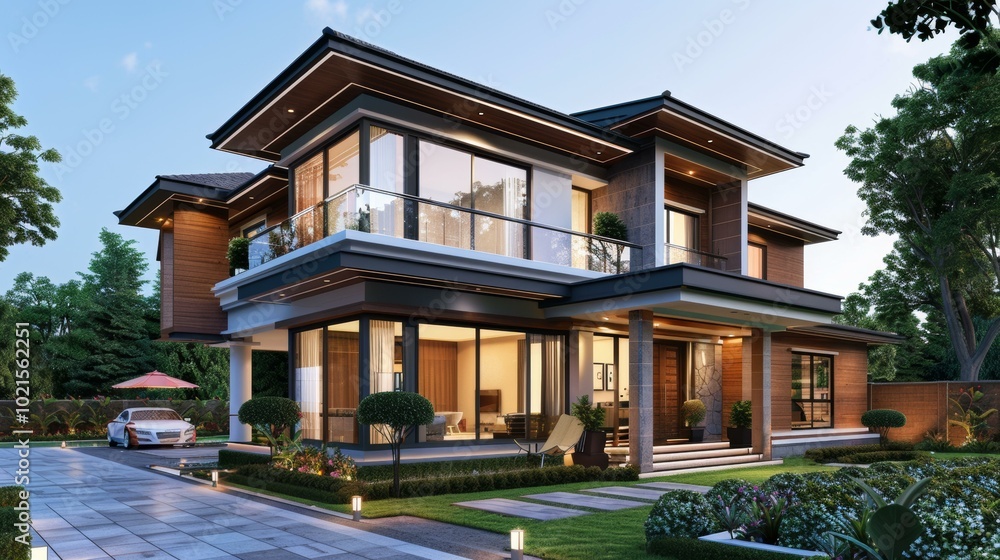 Modern Two-Story Mansion Exterior Design Modern Two-Story Mansion Exterior Design
