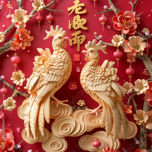 Wallpaper Mural Chinese New Year Artistic Illustration of Pheasants Torontodigital.ca