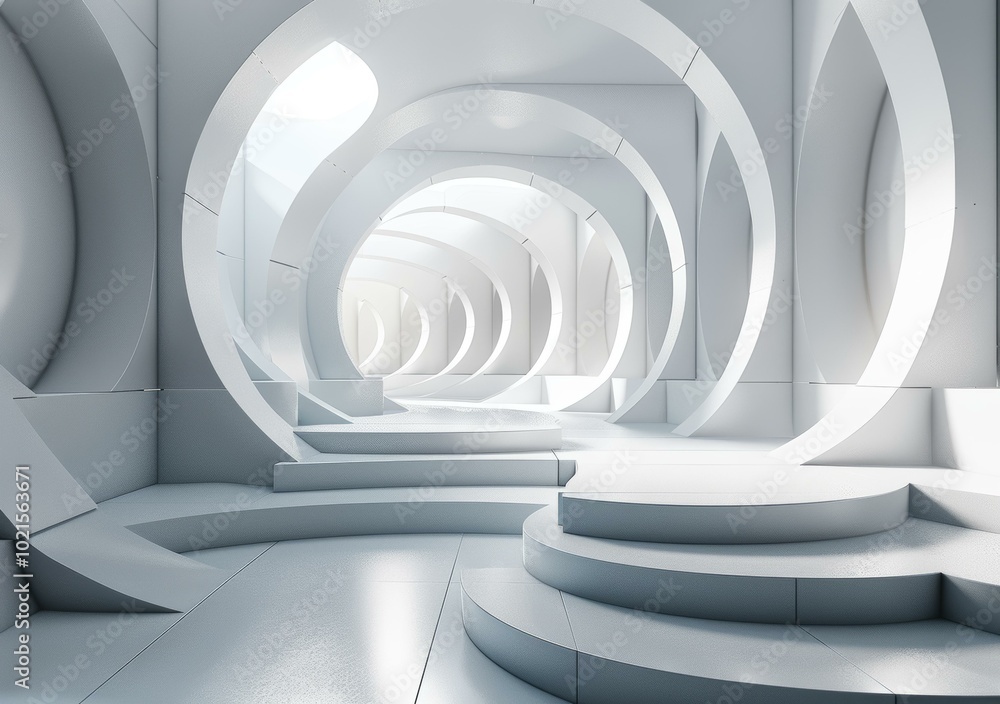 Obraz premium Abstract Futuristic White Architecture Interior