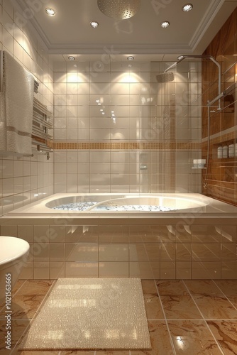 Modern Bathroom Design with Jacuzzi Tub photo