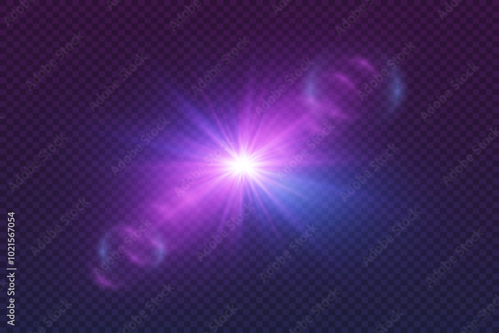 Fototapeta premium Flare light effect. A flash of a star and lenses, an explosion of light rays.