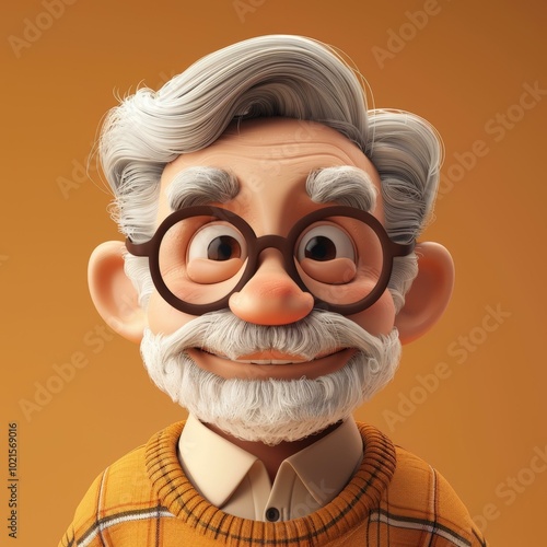 Portrait of a happy old man with glasses and a beard photo