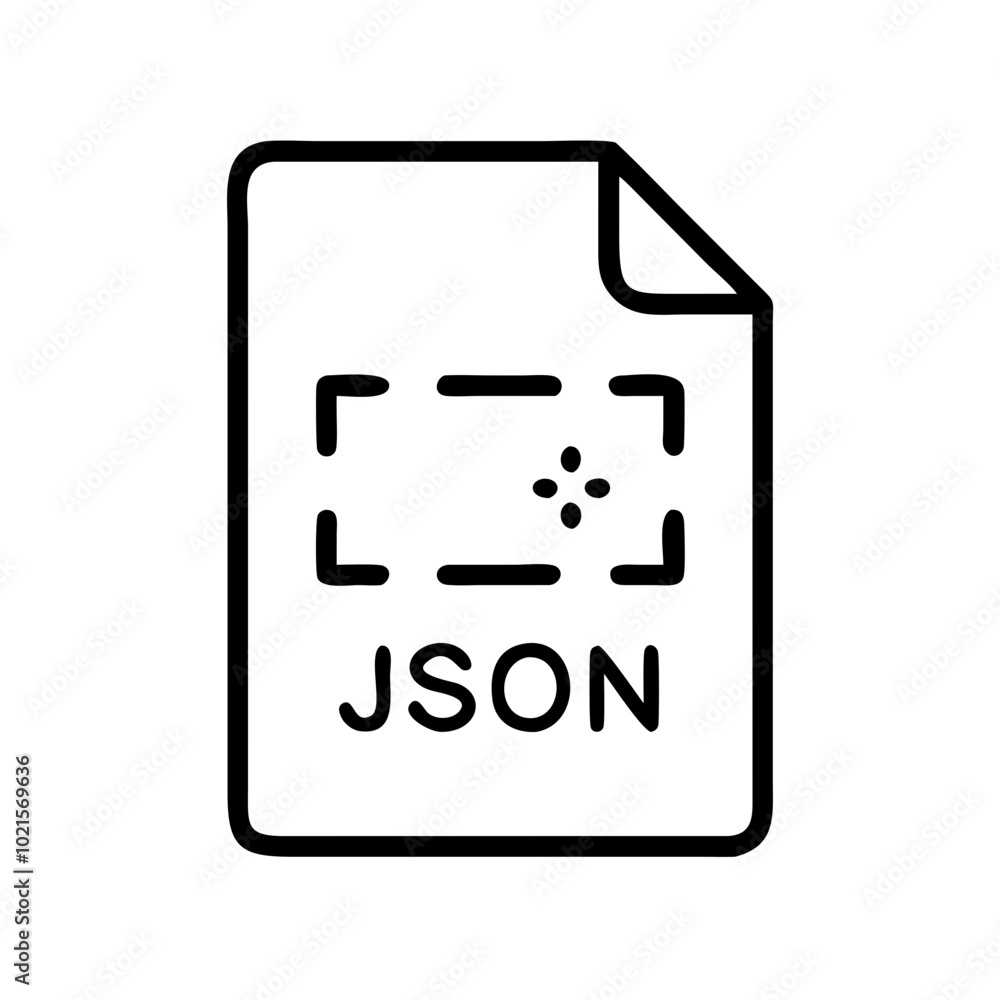 JSON File icon for data interchange development in minimalist style on white background with copy space
JSON File icon for data interchange development in minimalist style on white background with copy space