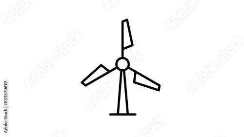 Black Color Renewable Energy Icon Set Animation, 4K video with transparent background