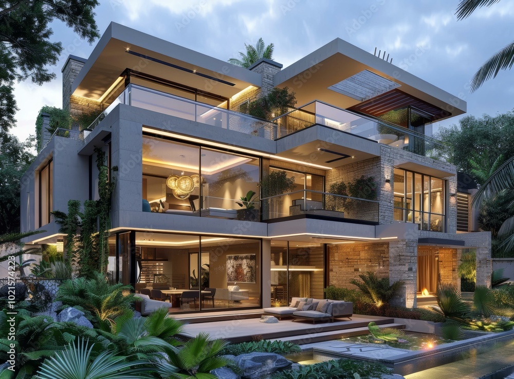 Fototapeta premium Modern Luxurious House Exterior Design