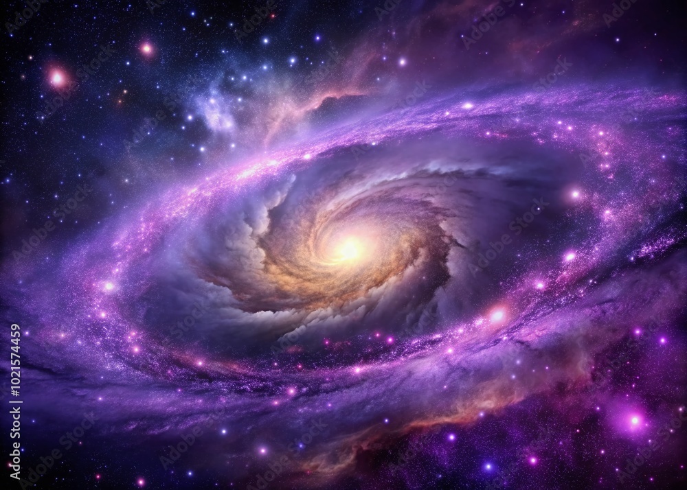 Fototapeta premium Stunning Purple Galaxy in Outer Space with Stars and Nebulae Creating a Cosmic Dreamscape Scene