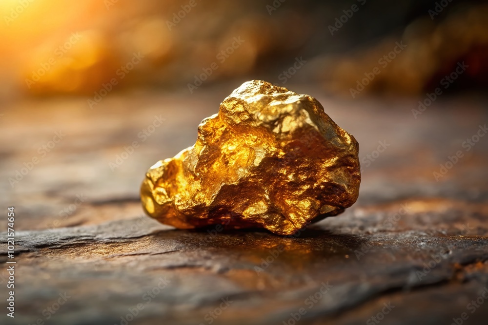 Stunning Raw Gold Nugget on Natural Stone Background for Luxury and Wealth Representation Stunning Raw Gold Nugget on Natural Stone Background for Luxury and Wealth Representation
