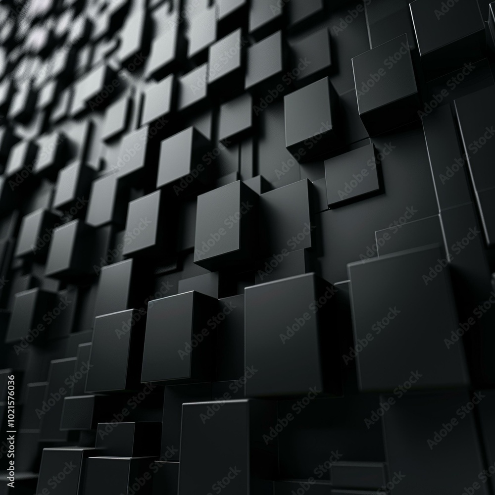 Black 3D cubes background Black 3D cubes background