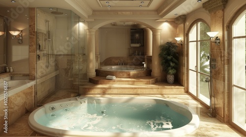 Luxury Spa Bathroom Interior Design Illustration