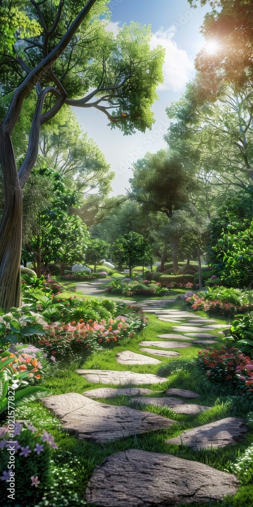 Fototapeta premium Enchanted Forest Pathway Illustration