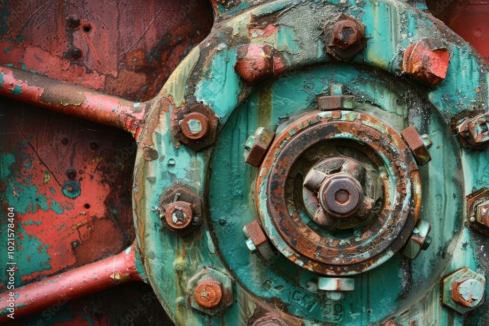 Close up of a rusty industrial valve showing its age and wear Close up of a rusty industrial valve showing its age and wear