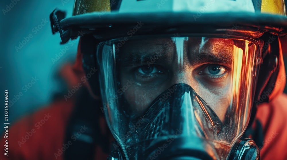 An expressive close-up of a masked worker, equipped with safety gear and helmet in an industrial setting, showcasing perseverance and commitment to duty. An expressive close-up of a masked worker, equipped with safety gear and helmet in an industrial setting, showcasing perseverance and commitment to duty.