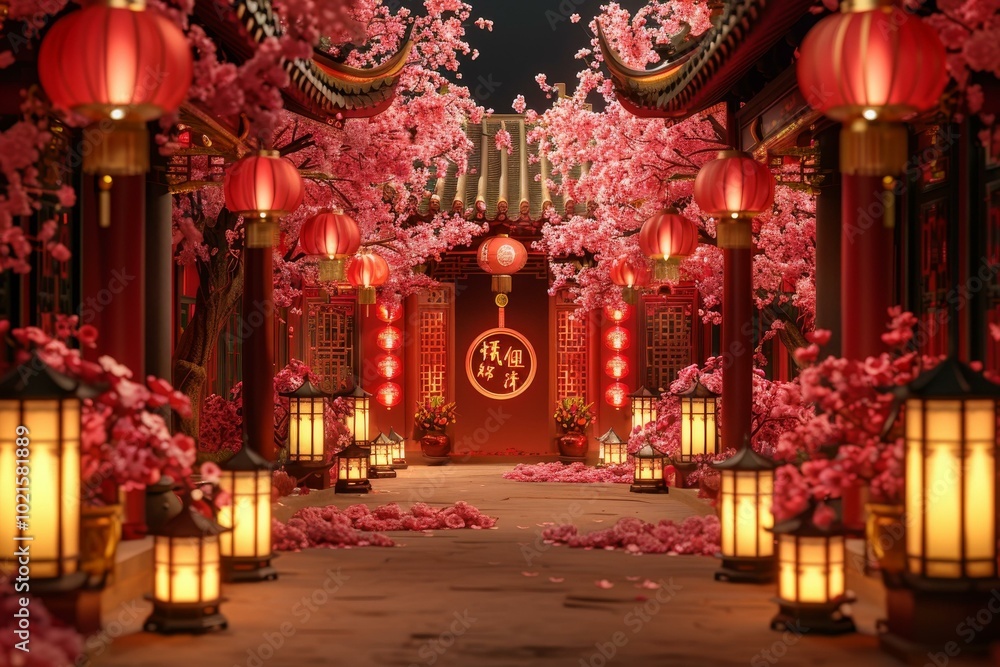 Virtual Chinese New Year Pathway with Lanterns Virtual Chinese New Year Pathway with Lanterns