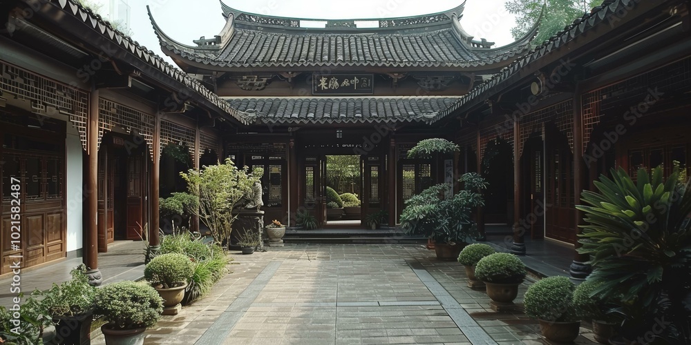Fototapeta premium Courtyard of a Traditional Chinese Courtyard House
