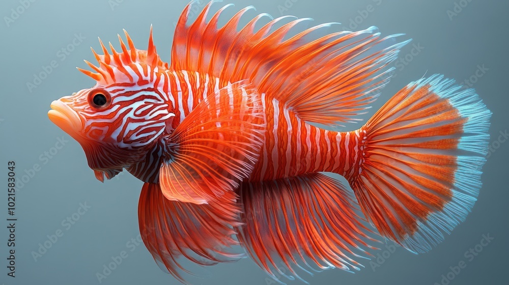Red Lionfish with Striking Stripes Red Lionfish with Striking Stripes