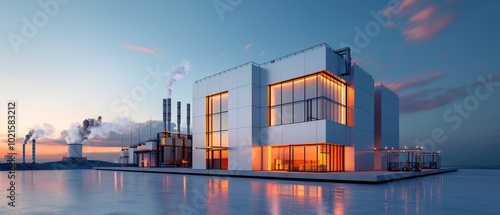 Wallpaper Mural Modern Architectural Exterior View at Dusk Torontodigital.ca