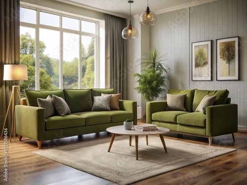 Stylish Olive Green Sofa Set for Modern Living Room Decor - Comfortable and Chic Furniture for Your Home