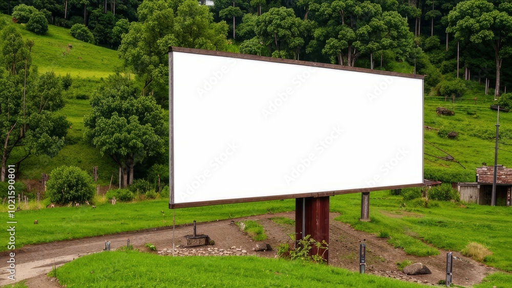 Billboard with free space in a green area. Billboard with free space in a green area.