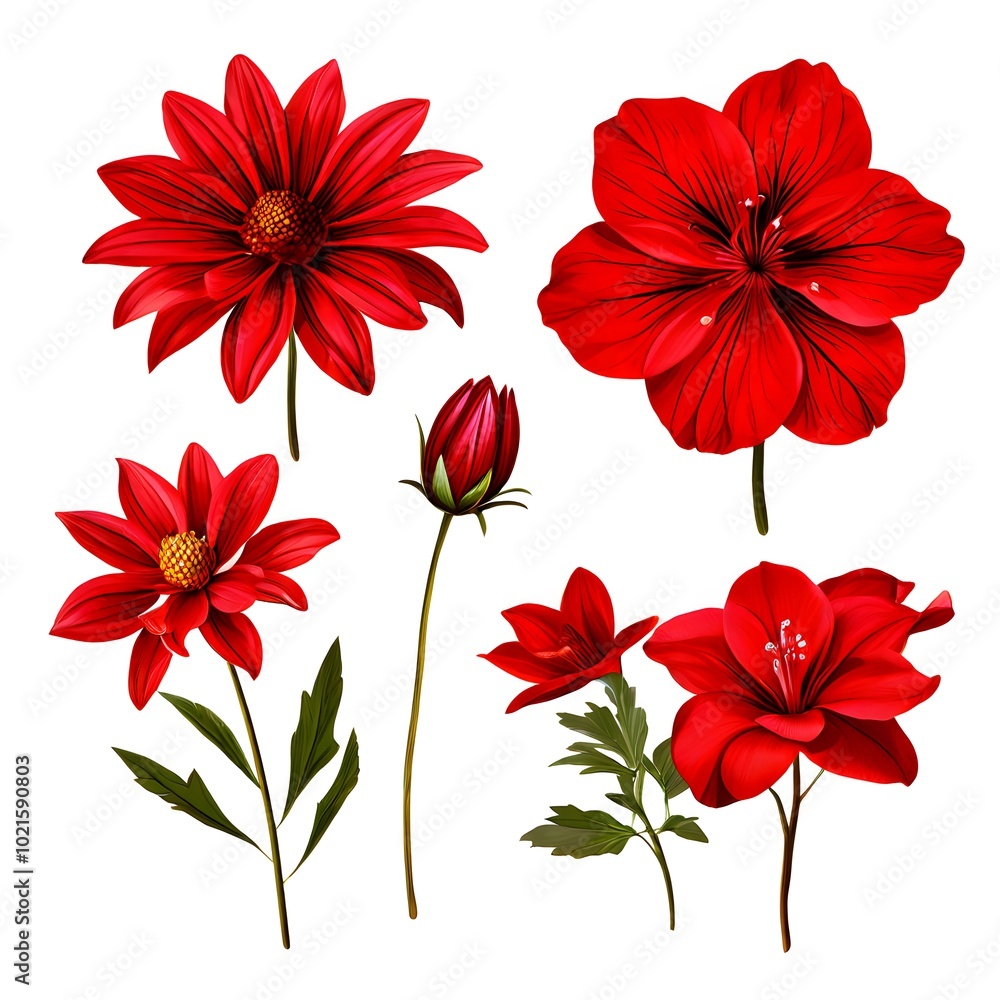 The red flower collection is an isolated PNG with a white background The red flower collection is an isolated PNG with a white background